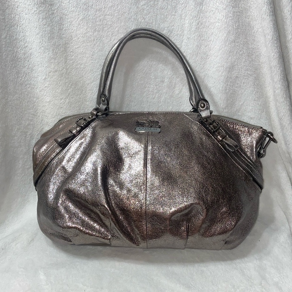 COACH Madison Sophia lg pewter leather bag 15955